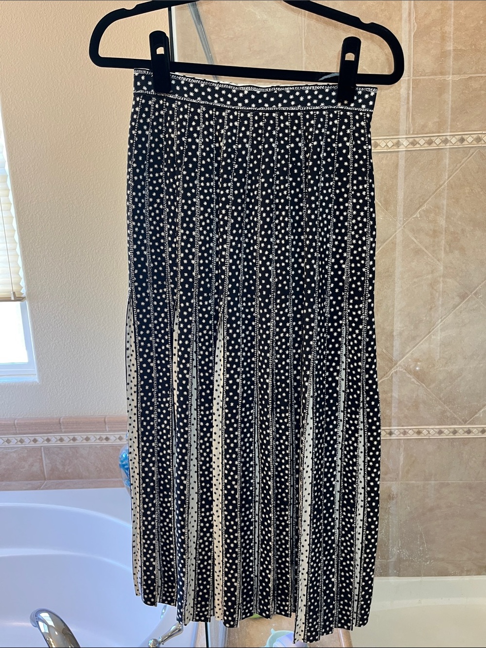 Oscar de la Renta Black and White Polka Dot Pleated Maxi Skirt